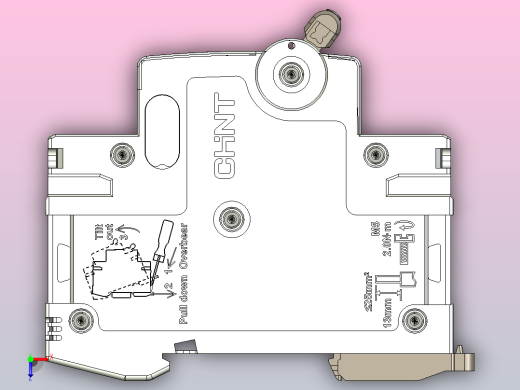 NB8-63 1P&amp;N小型断路器三维模型202307俯视缩略图