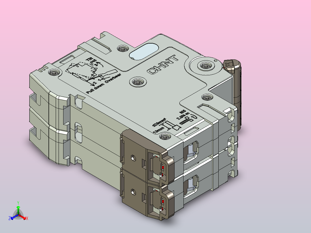 NB8-63 1P&amp;N小型断路器三维模型202307正等轴测图