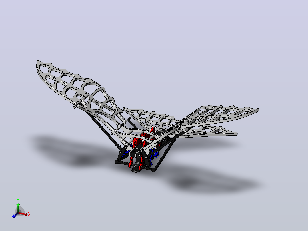 扑翼仿生鸟结构3D图纸 Solidworks设计主视图