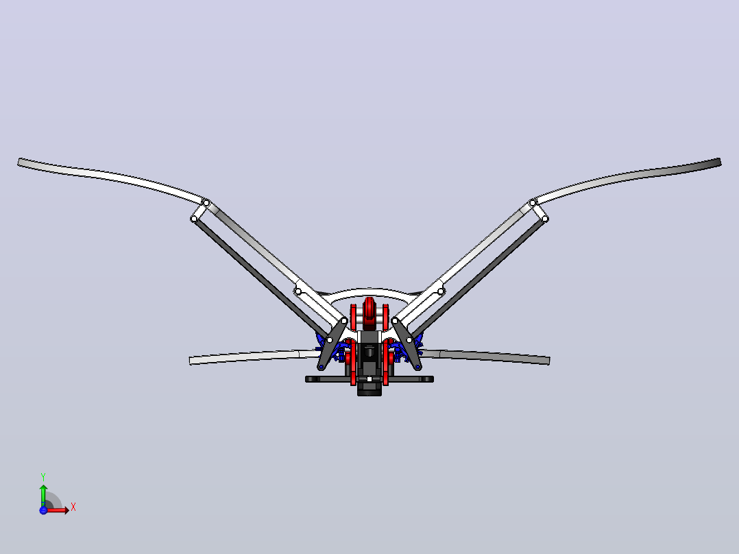 扑翼仿生鸟结构3D图纸 Solidworks设计前视图