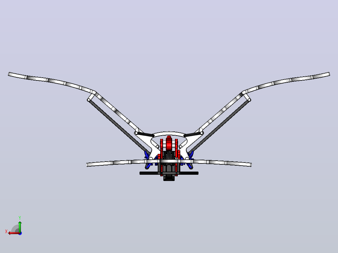 扑翼仿生鸟结构3D图纸 Solidworks设计后视图