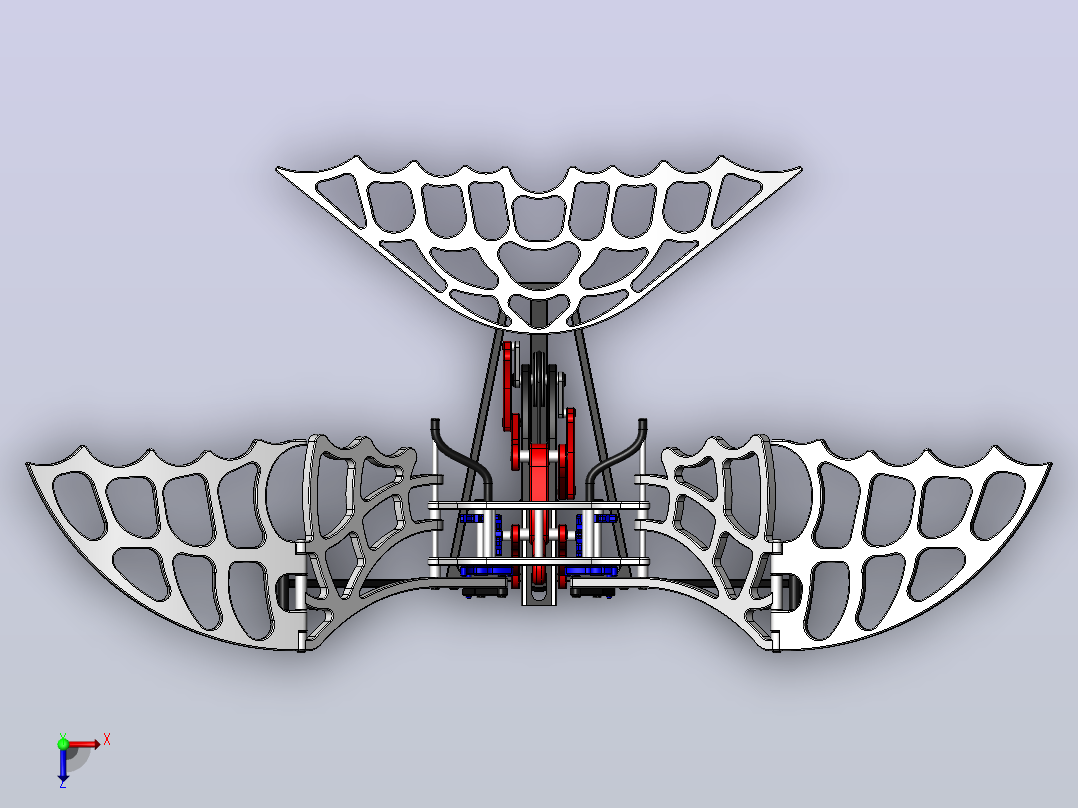 扑翼仿生鸟结构3D图纸 Solidworks设计俯视图