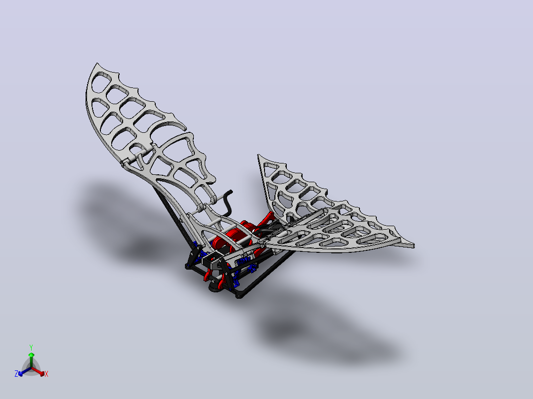 扑翼仿生鸟结构3D图纸 Solidworks设计正等轴测图
