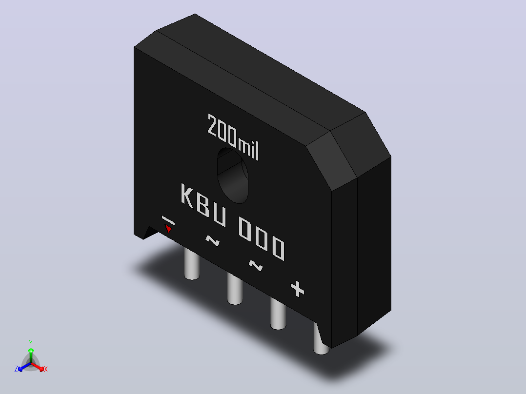 桥式整流器外壳KBU.SLDPRT正等轴测图