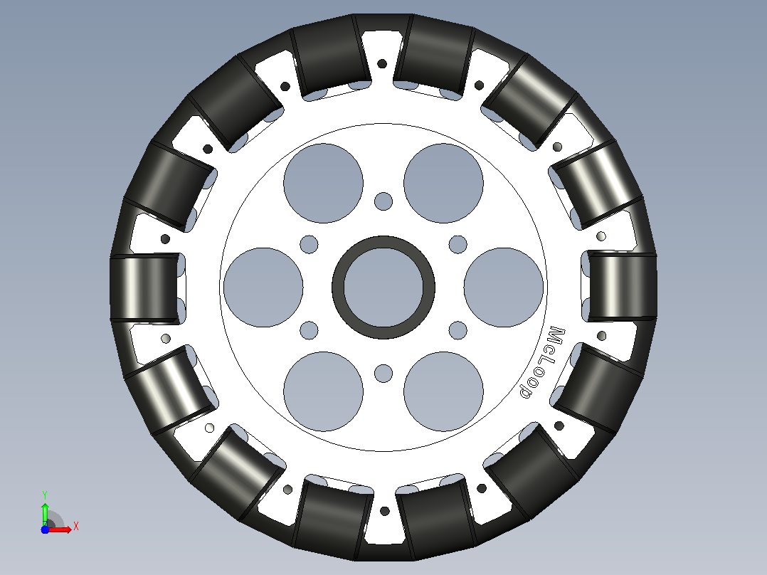 EasyMech 152mm双铝Omni Wheel Basic(套筒式滚轮)前视图