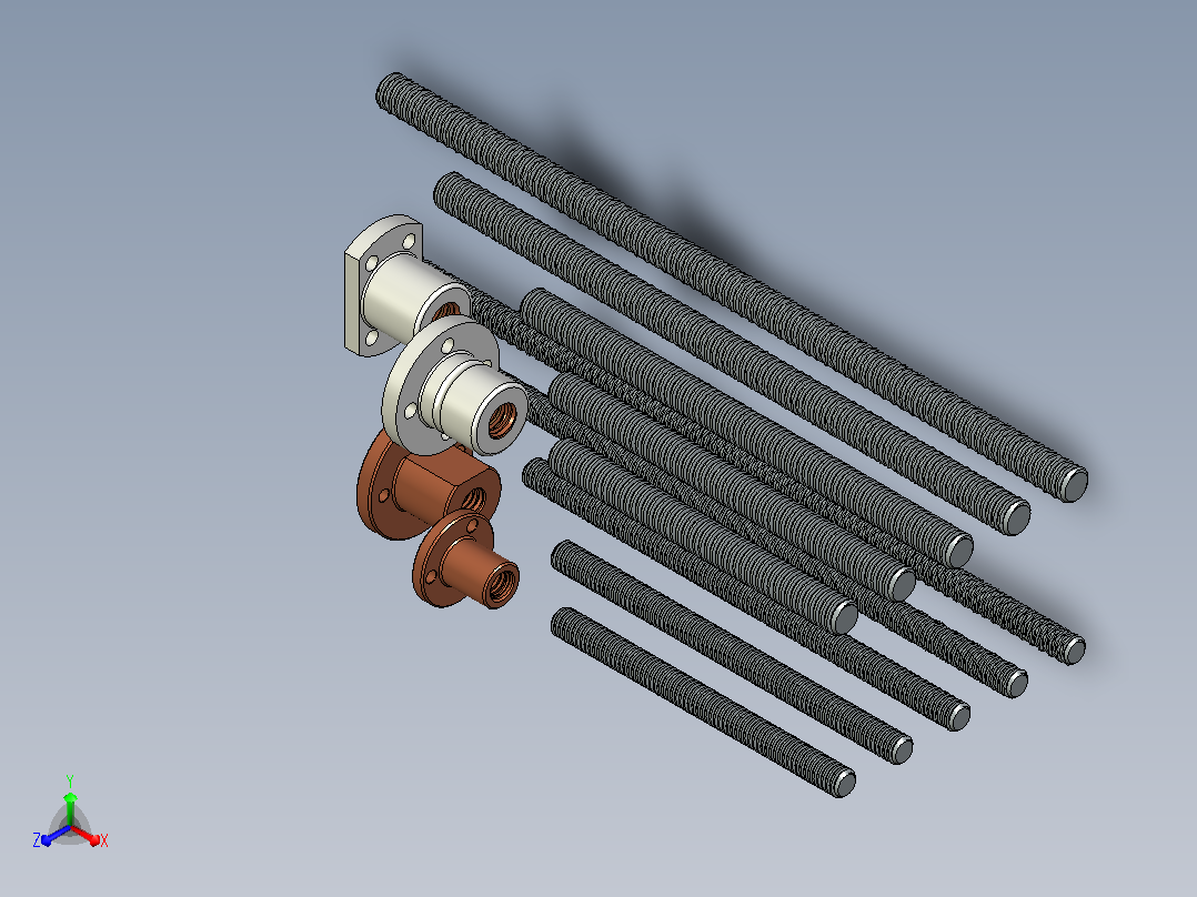 丝杆滑块梯形Tr 8 e Tr 10 com尺寸为100mm - 240mm主视图