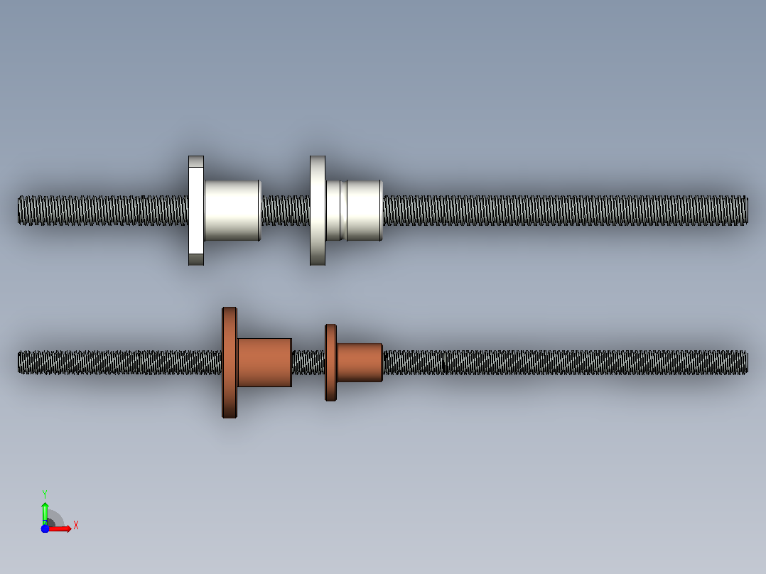 丝杆滑块梯形Tr 8 e Tr 10 com尺寸为100mm - 240mm前视图