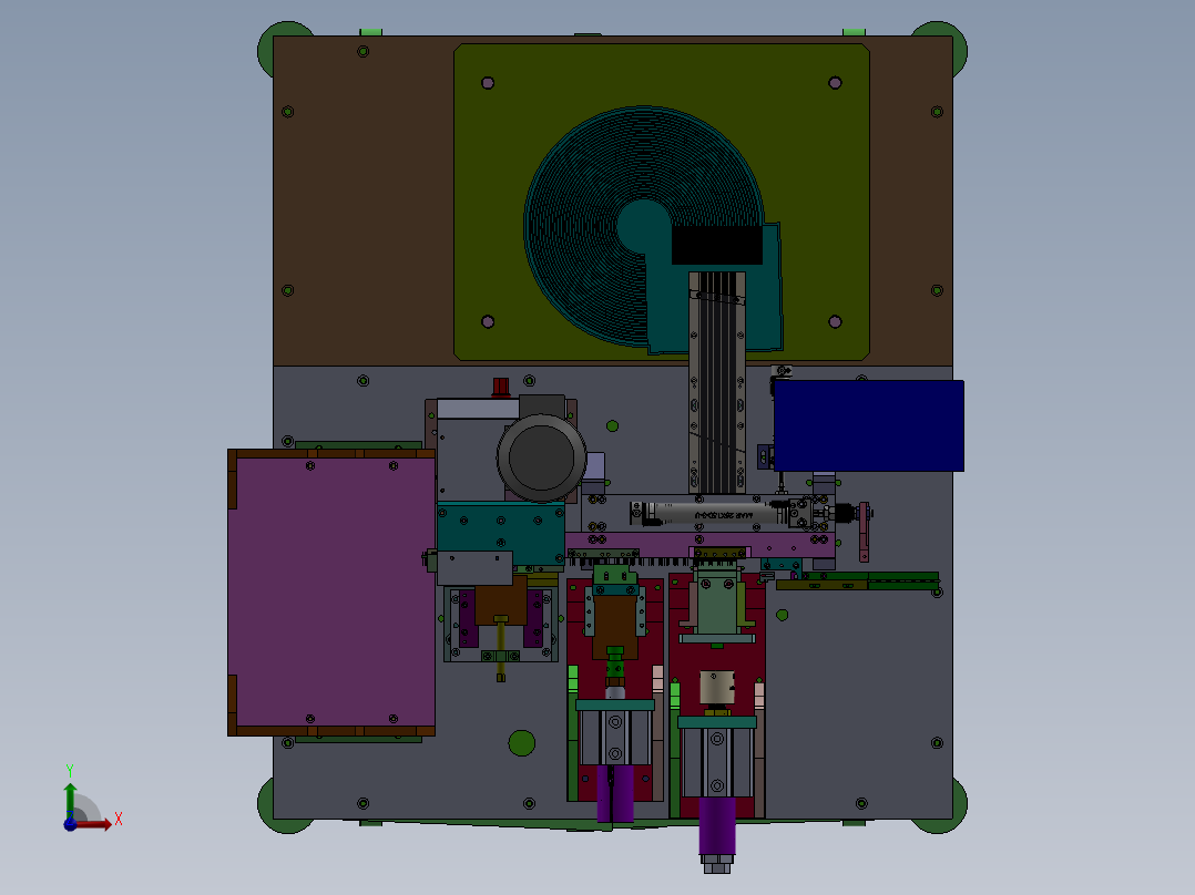 0.64四方针插针打弯机（sw12可编辑+cad）前视图