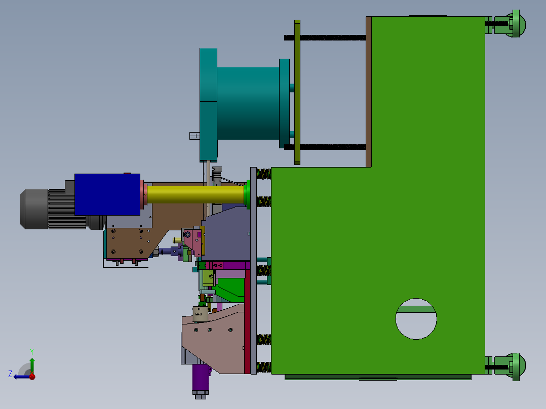 0.64四方针插针打弯机（sw12可编辑+cad）右视图