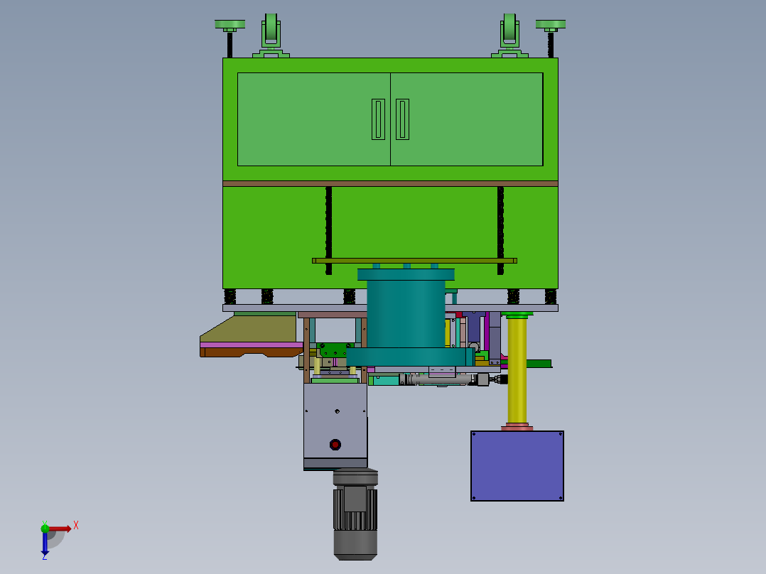 0.64四方针插针打弯机（sw12可编辑+cad）俯视图