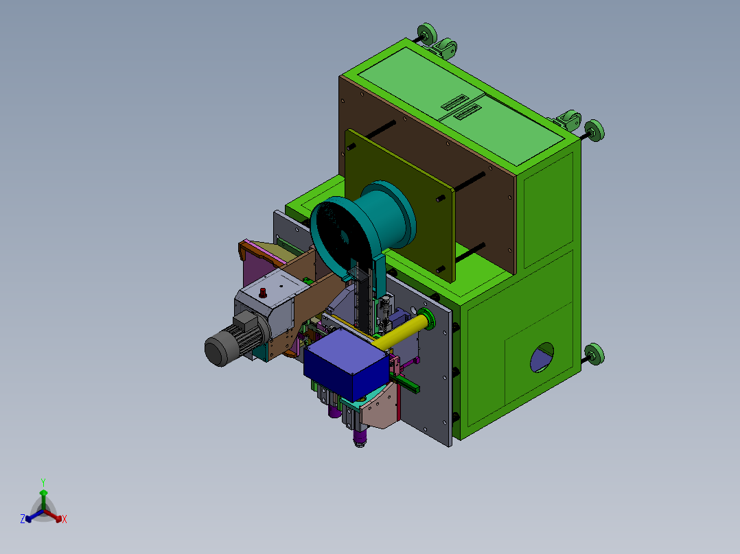 0.64四方针插针打弯机（sw12可编辑+cad）正等轴测图