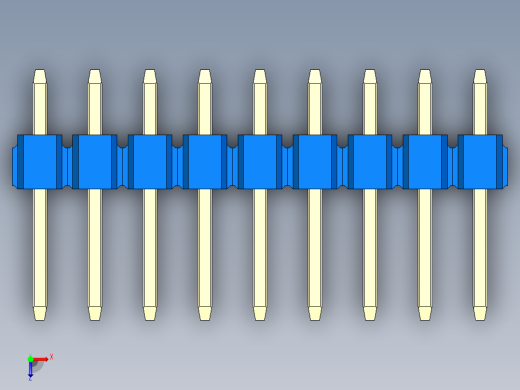 彩色公头100mil（2.54mm）系列-DS1021_blue_1x09p_100mil_Type1_rev1.0俯视缩略图