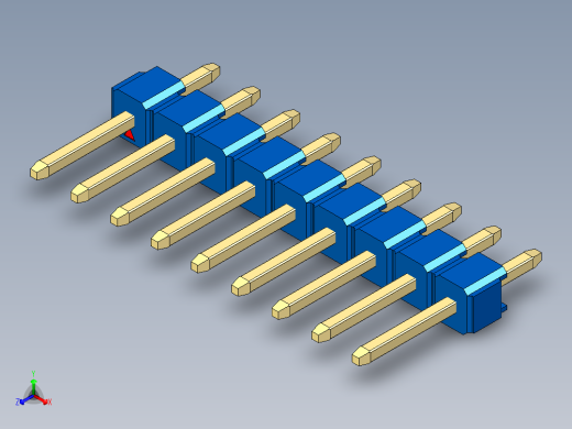 彩色公头100mil（2.54mm）系列-DS1021_blue_1x09p_100mil_Type1_rev1.0正等轴测缩略图