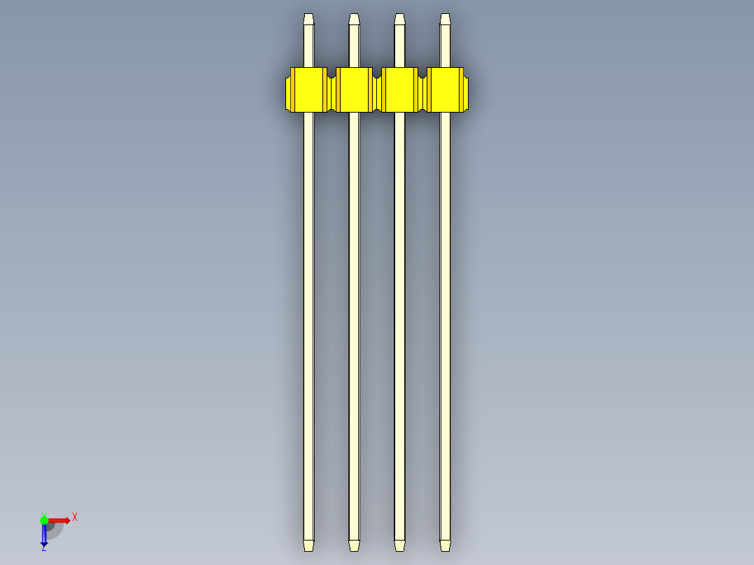 彩色公头100mil（2.54mm）系列-DS1021_yellow_2x04p_100mil_Type43_rev1.0俯视图