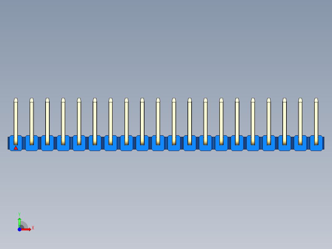 彩色公排针 100mil 2.54mm 系列-DS1022_blue_20p_100mil_TypeU_rev1.0前视图