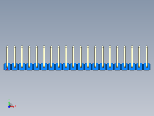 彩色公排针 100mil 2.54mm 系列-DS1022_blue_20p_100mil_TypeU_rev1.0前视缩略图