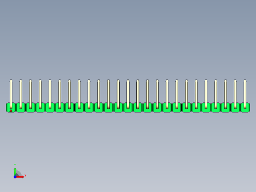 彩色公排针 100mil 2.54mm 系列-DS1022_green_25p_100mil_TypeU_rev1.0前视缩略图