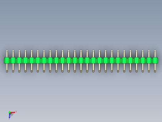 彩色公排针 100mil 2.54mm 系列-DS1022_green_25p_100mil_TypeU_rev1.0俯视缩略图