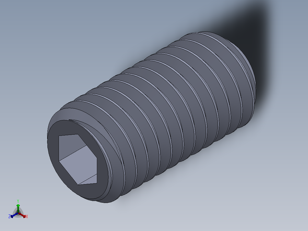 UNC 平头紧定螺钉-UNC SET SCREW 0.500 x1.000.SLDPRT正等轴测图