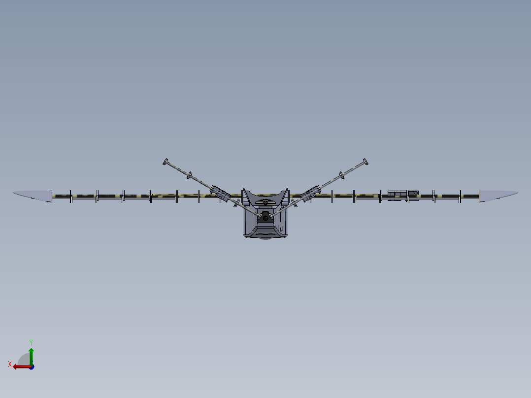 固定翼无人机详细模型后视图