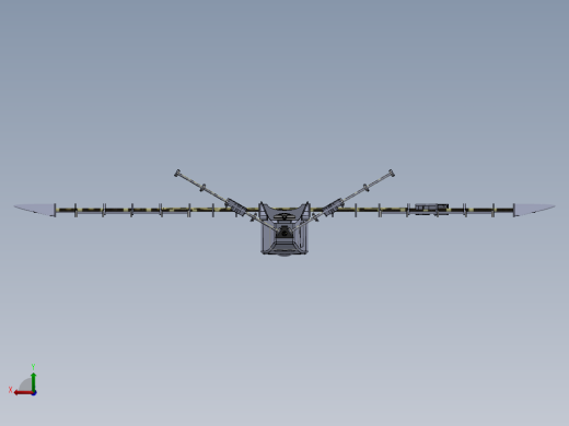 固定翼无人机详细模型后视缩略图