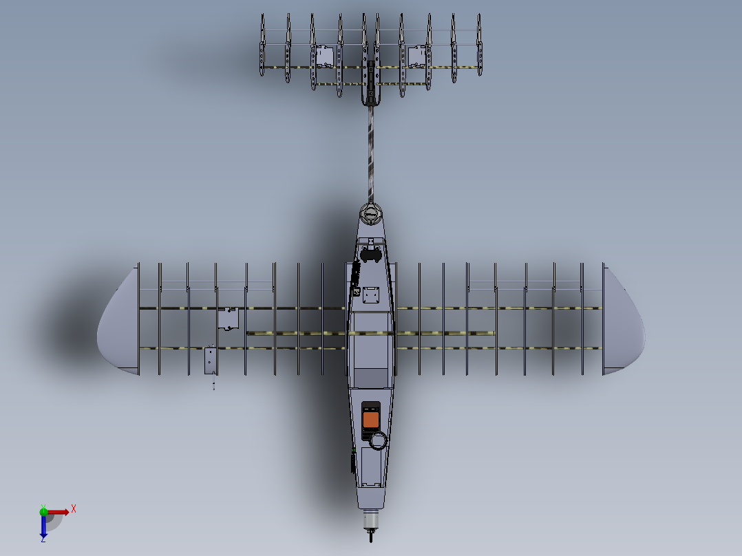 固定翼无人机详细模型俯视图