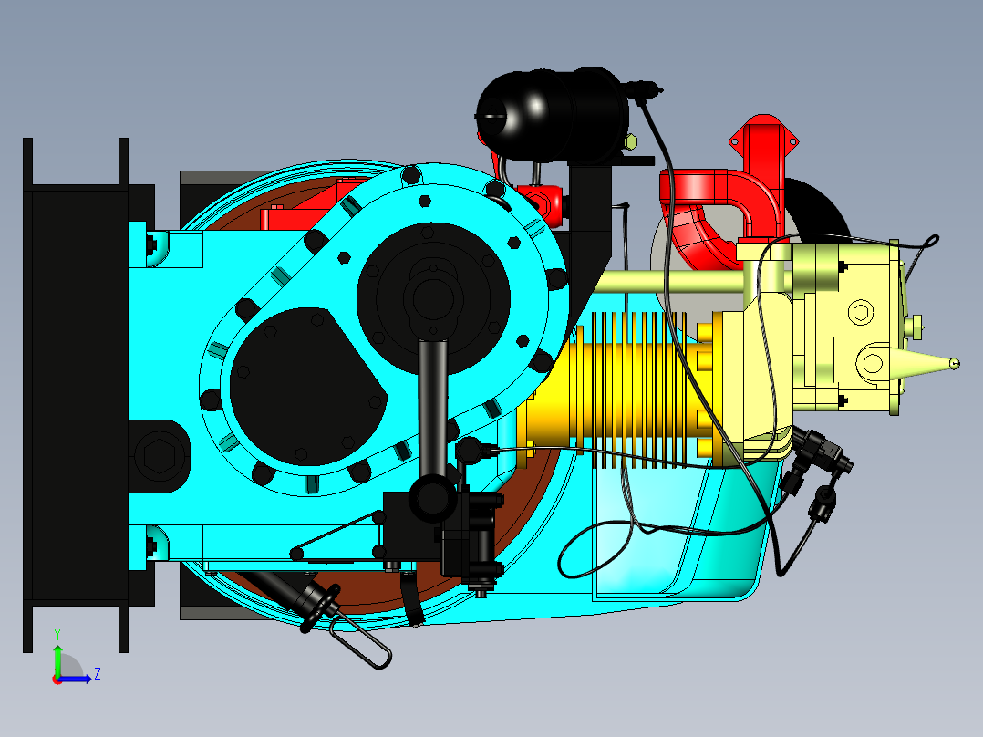 Petter ph2发电机模型3D图纸 IGS格式左视图