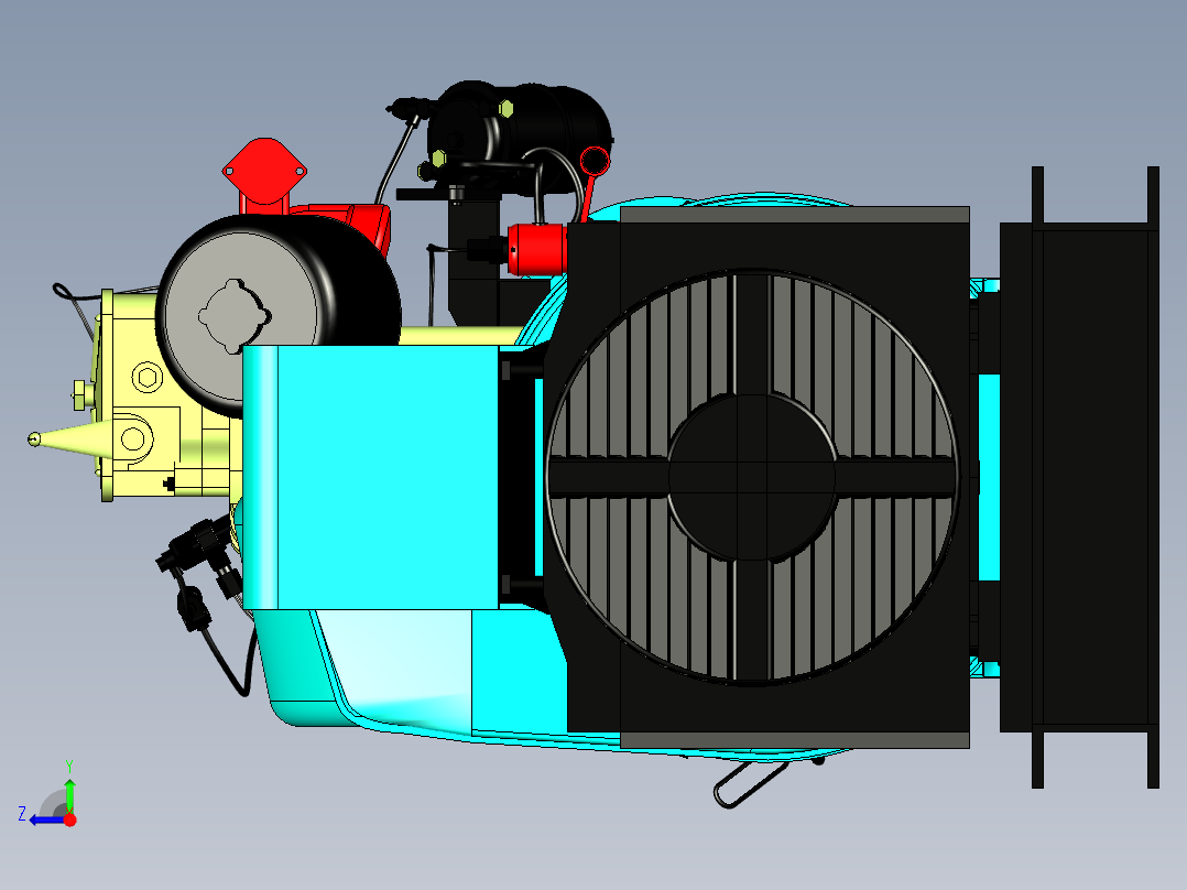 Petter ph2发电机模型3D图纸 IGS格式右视图