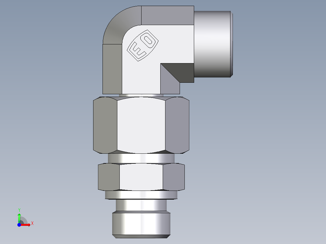 卡套式工业通用硬管接头EO_Assembled_adjustable_standpipe_elbow_EVW16SROMD71前视图