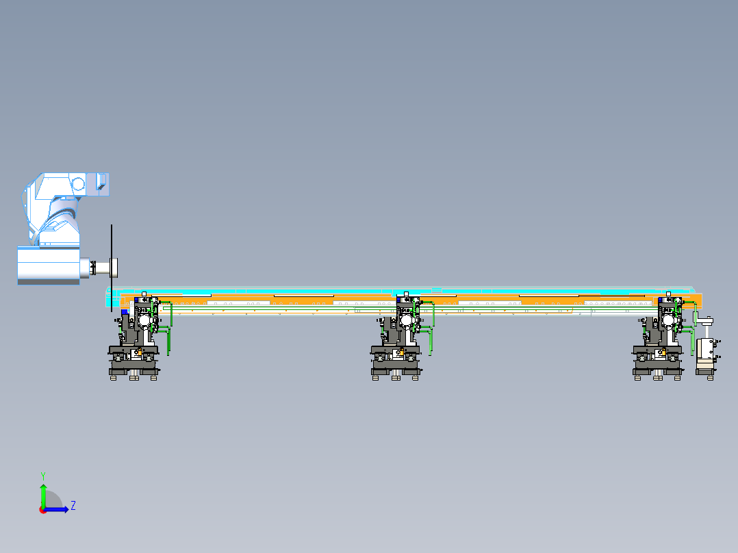 冷藏箱型材边框五轴可调整夹具左视图