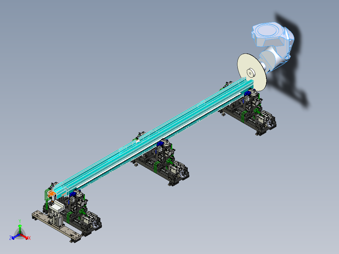 冷藏箱型材边框五轴可调整夹具正等轴测图