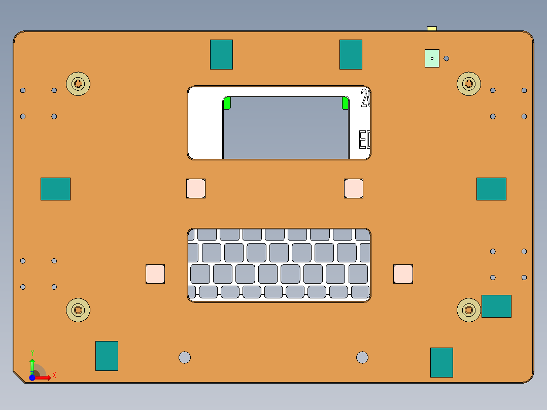 笔记本键盘外壳螺丝孔位置度检具模型前视图