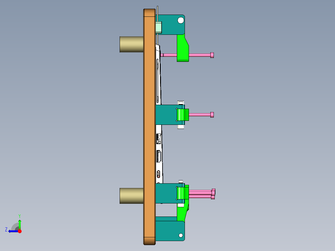 笔记本键盘外壳螺丝孔位置度检具模型右视图