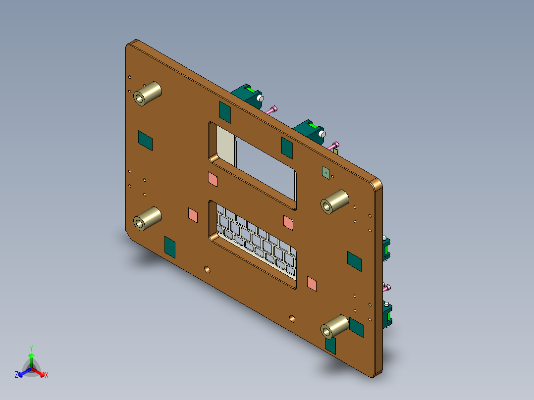 笔记本键盘外壳螺丝孔位置度检具模型正等轴测图