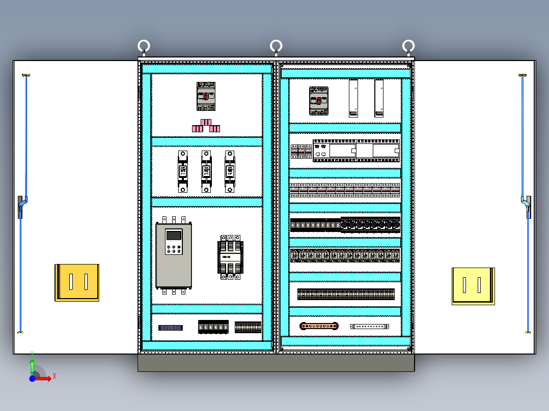 仿威图柜组装软启动旁路+plc延时控制柜 56112前视图