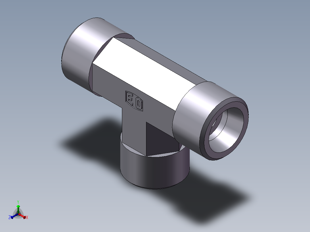 AC+AD 三通接头 T、AD-20正等轴测图