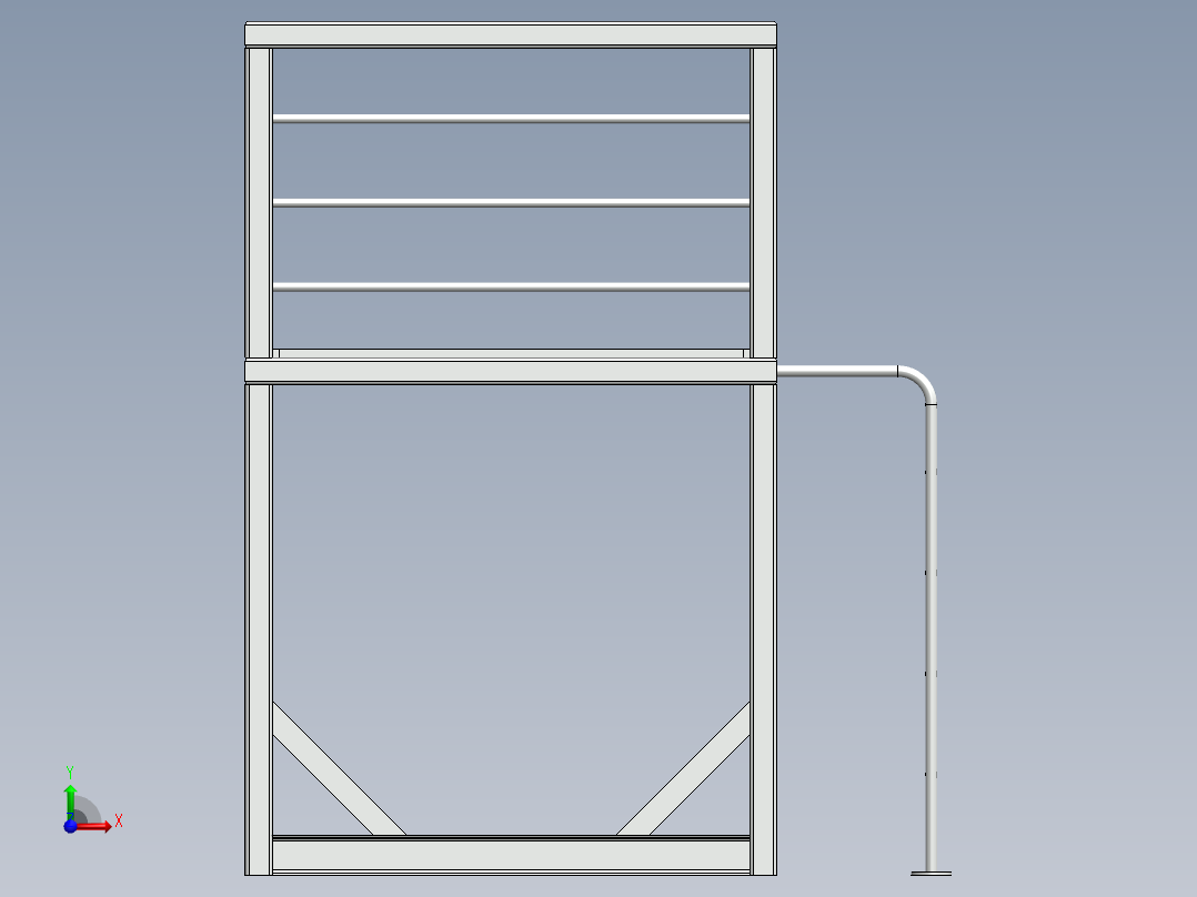 焊接件工业钢架结构前视图