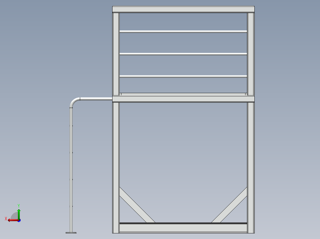 焊接件工业钢架结构后视图