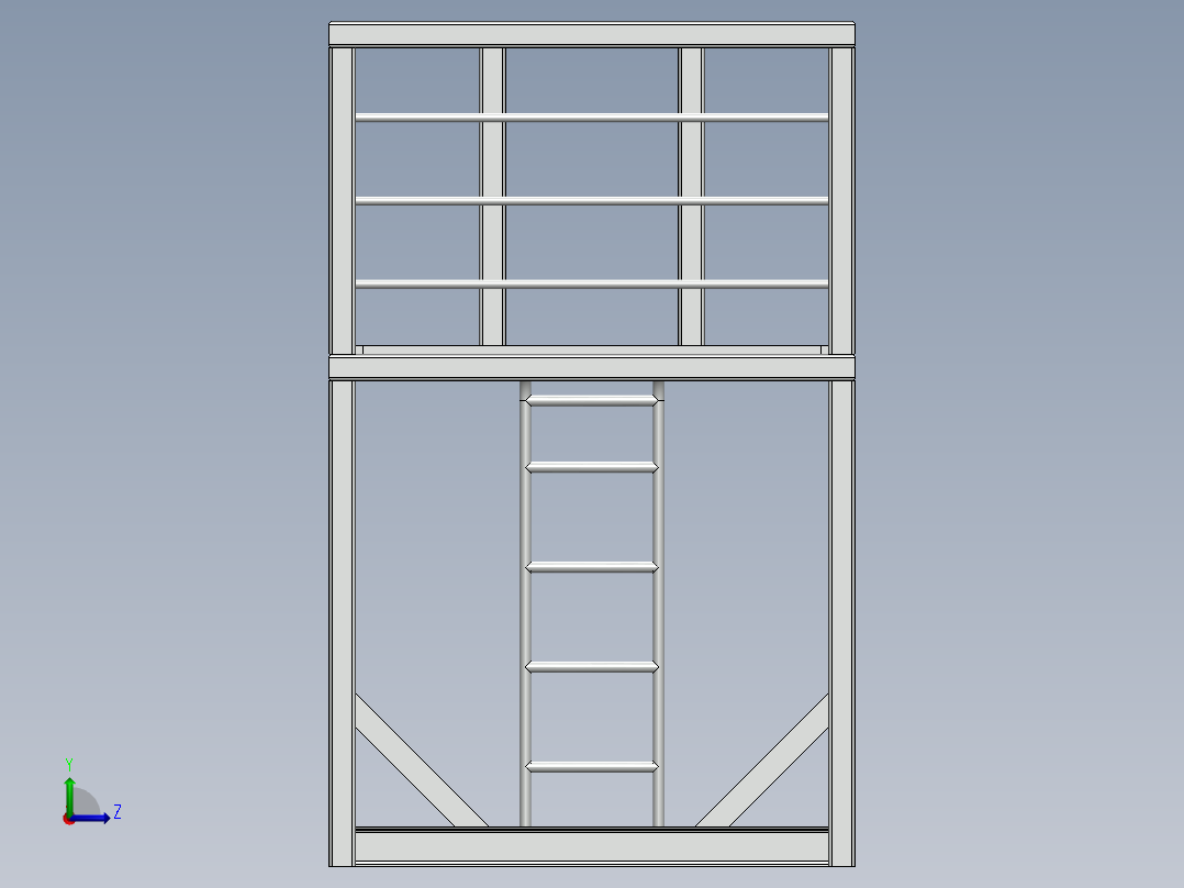 焊接件工业钢架结构左视图