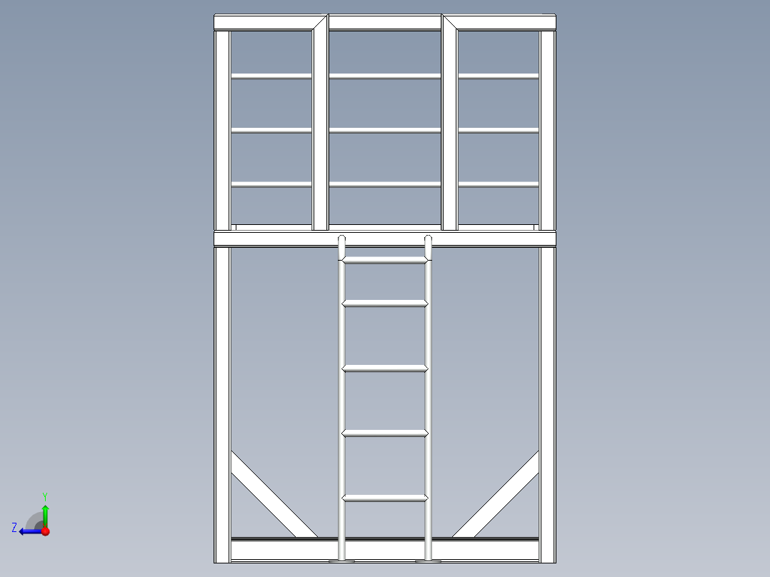 焊接件工业钢架结构右视图