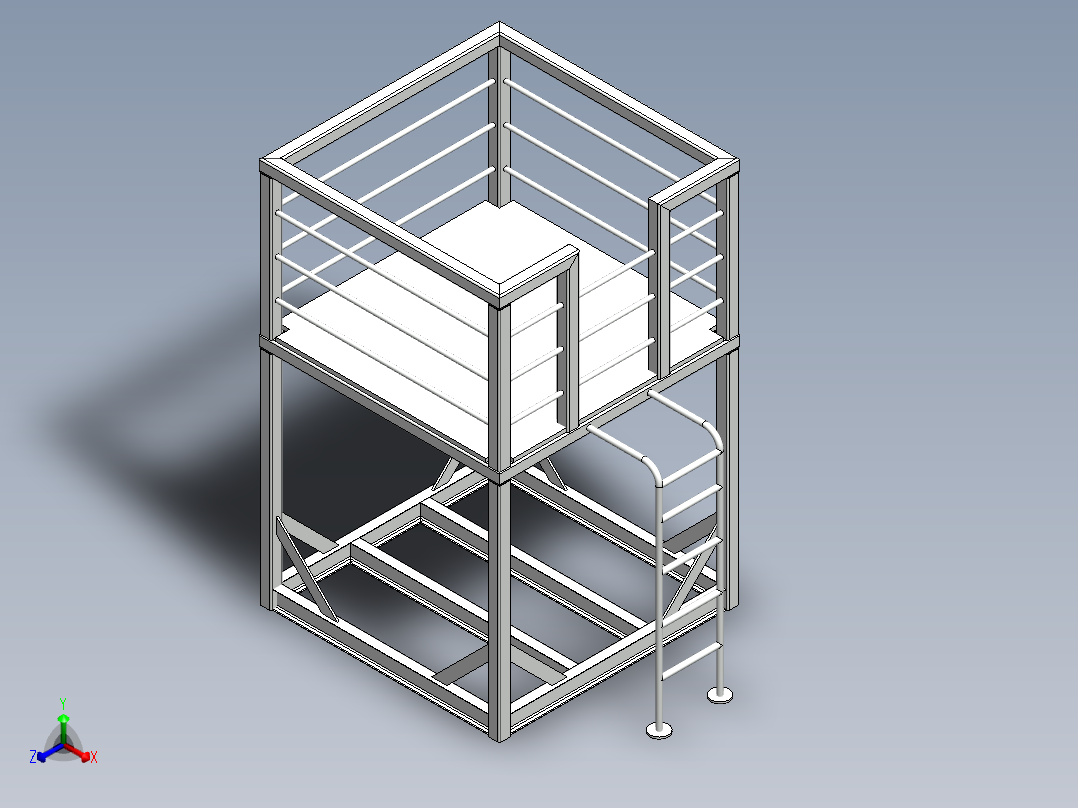 焊接件工业钢架结构正等轴测图