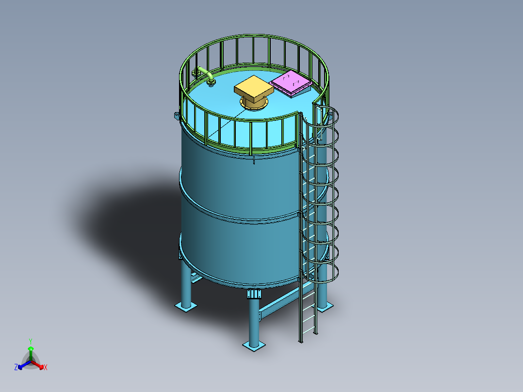 筒仓容量 28000 升正等轴测图