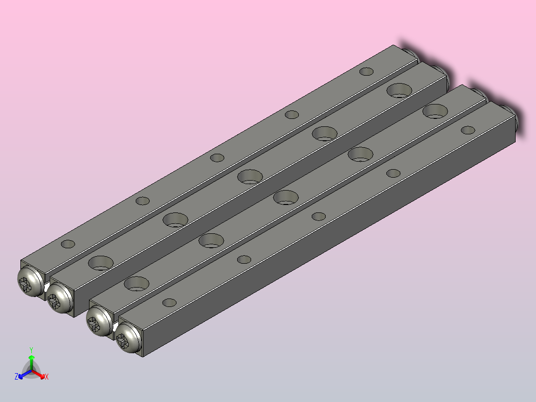 带交叉滚子d3mm和125mm行程的线性导轨JV 3-125正等轴测图