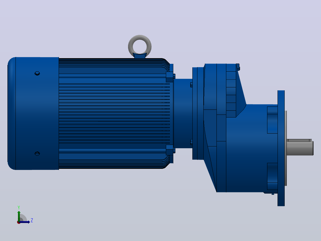RXF67法兰轴伸式安装斜齿轮减速机RX67-Y1.5-4P-90L-M1-0°-Φ200左视图