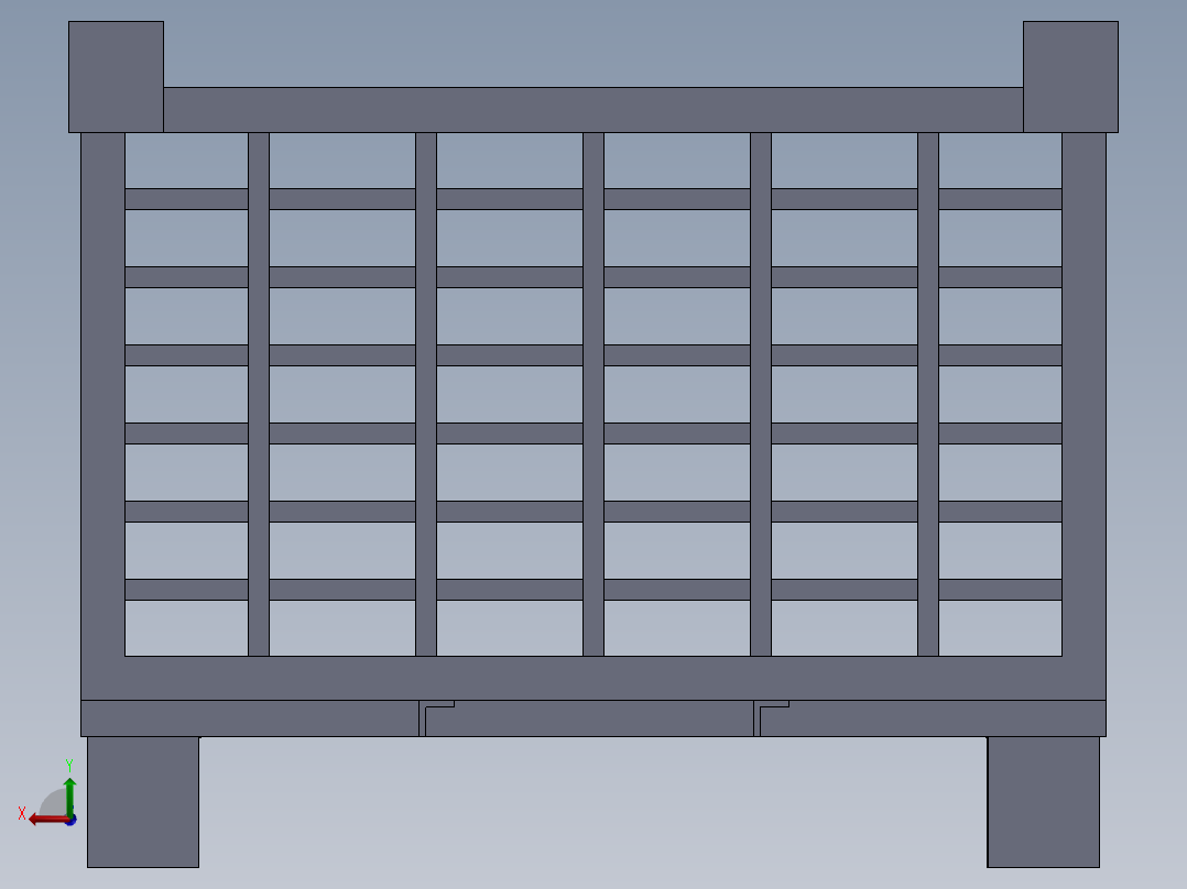 型钢垃圾筐废料箱后视图