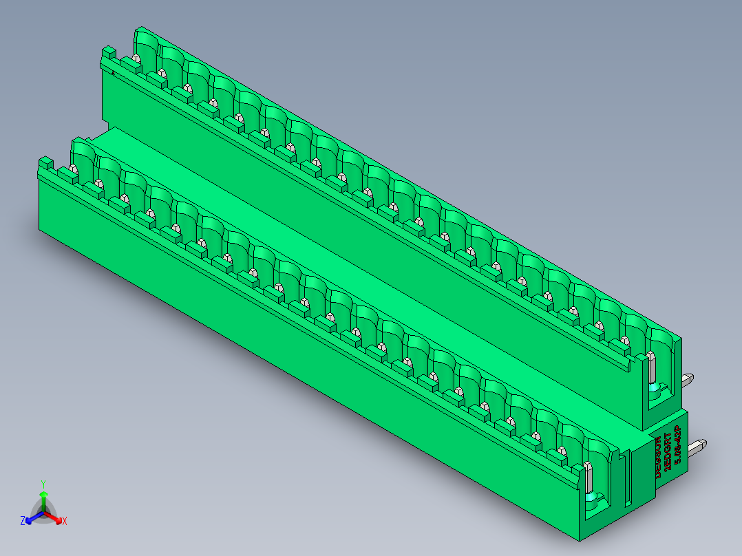 DEGSON 2EDG 系列 5.08mm 可插拔接线端子组-2EDGRT-5.08-42P-14-00AH正等轴测图