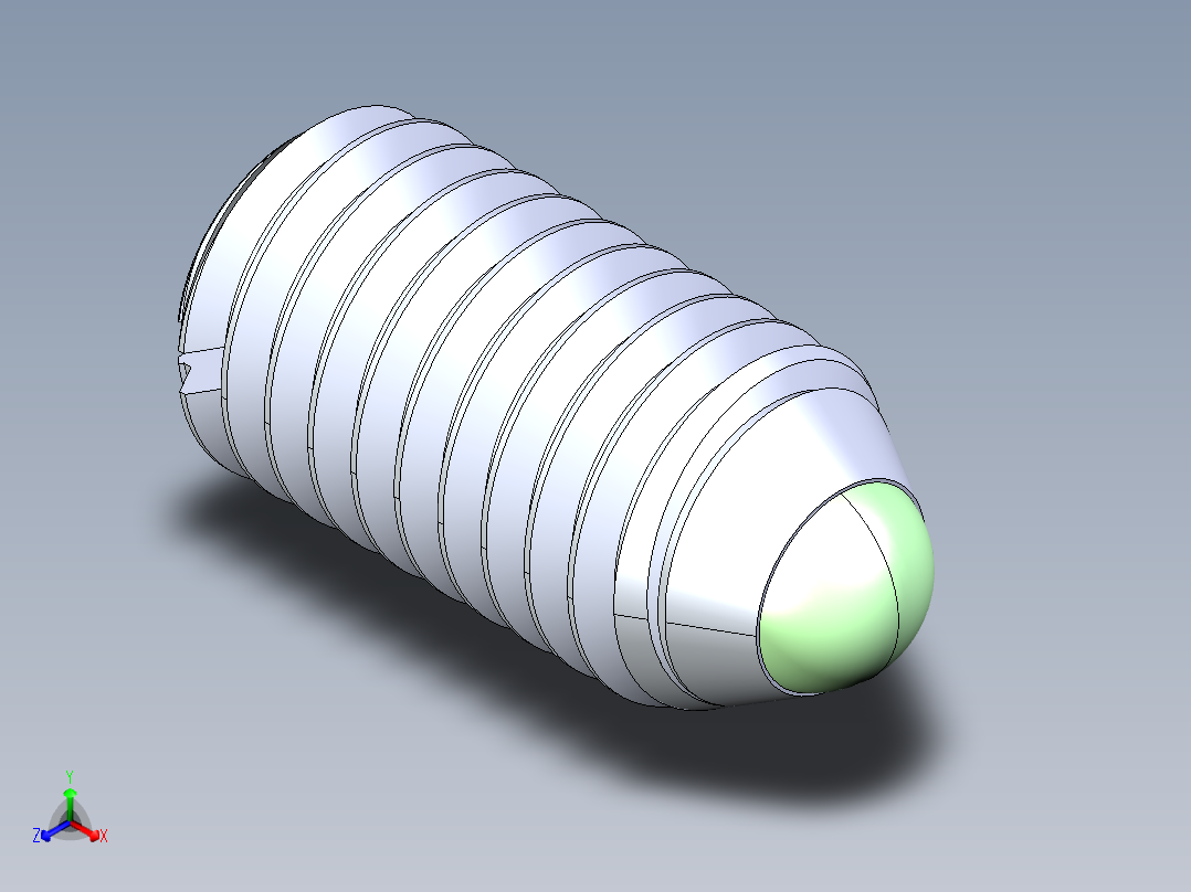 公制球形弹簧柱塞-DME SET SCREW SPRING BALL PLUNGER M10 x 19 .STEP正等轴测图
