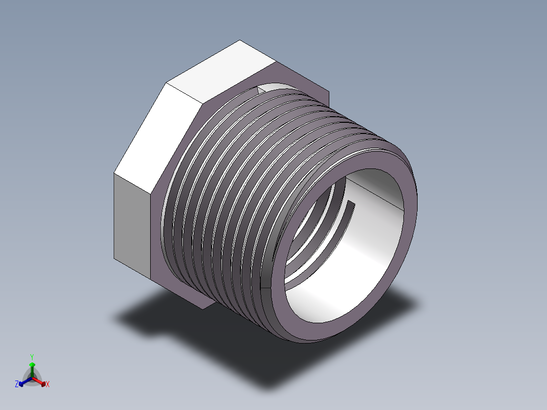 转接头-内外丝异径 DN20-DN15正等轴测图