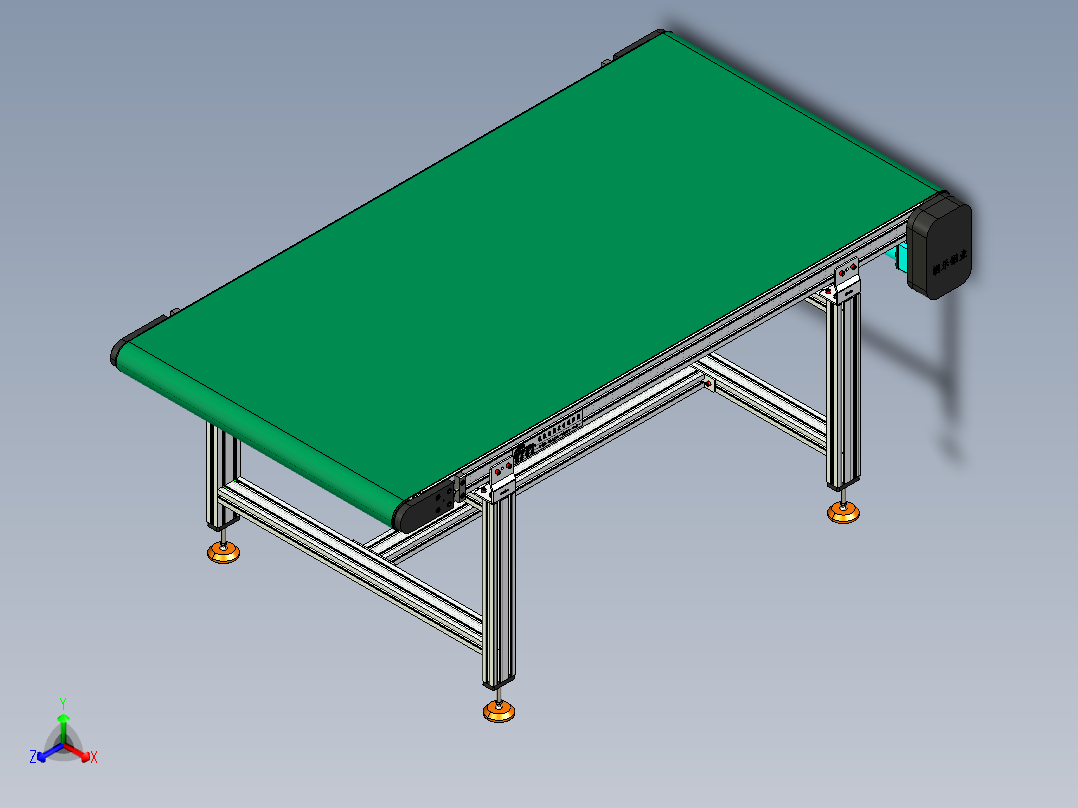 LE-XC4080-右边驱动带支座重载皮带线-负载200kg正等轴测图