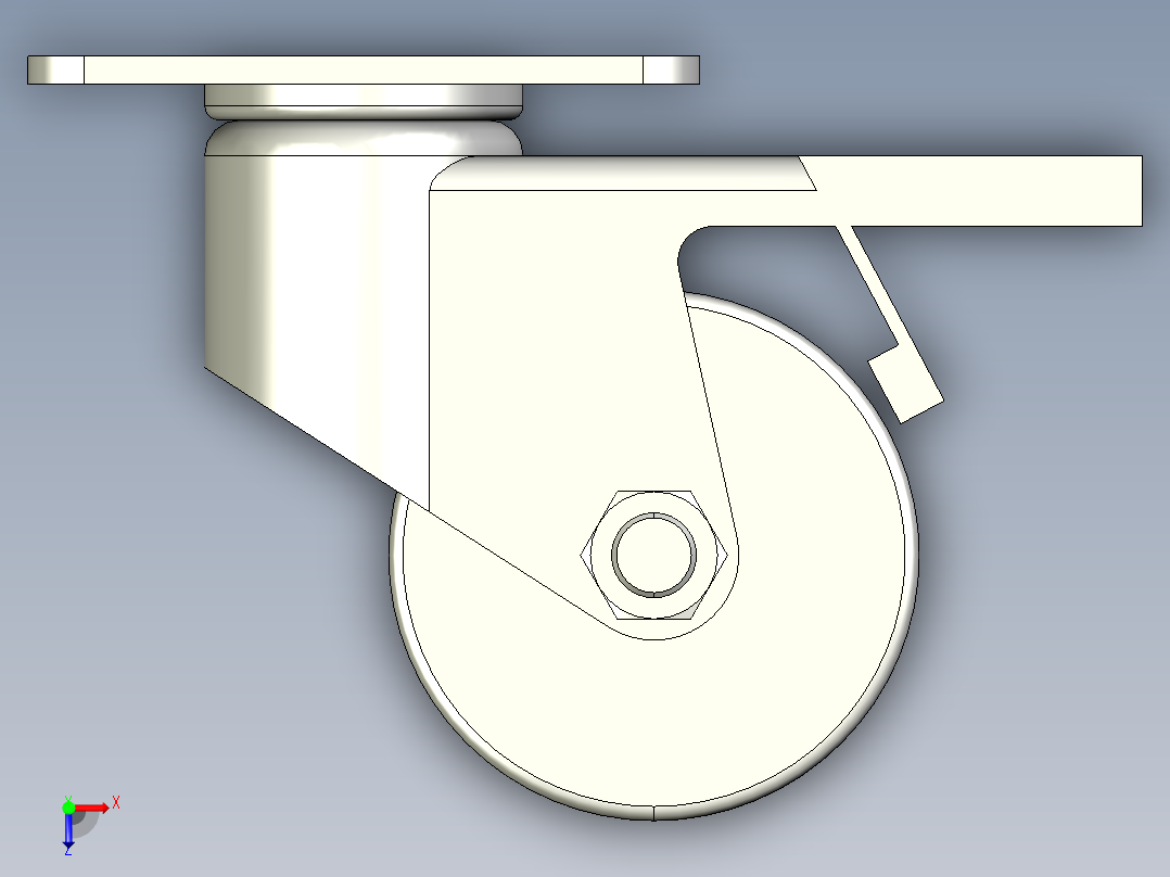 3寸地脚刹车万向轮俯视图